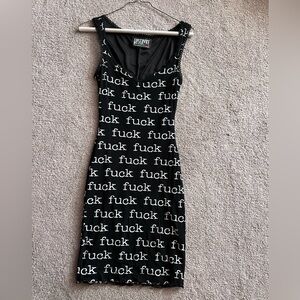 Vintage 90s Lip Service Edgy Black and White Mini Dress.